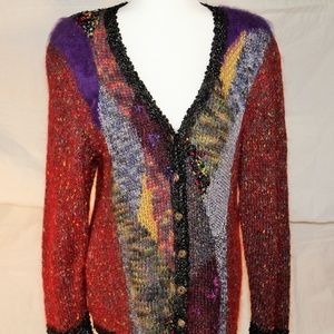 Handwoven cardigan by artist Liz Tekus, size Large